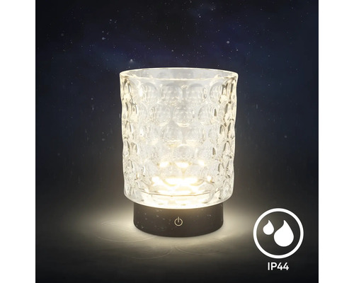 Dekorative Tischleuchte aus Glas mit Schutzart IP44