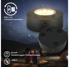 Drahtlose LED-Leuchte mit auswechselbarem Akku und Lichtquelle