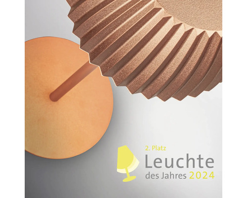 Detailaufnahme einer Leuchte und Auszeichnung Leuchte des Jahres 2024