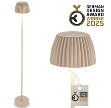 Stehlampe mit Lampenschirm und rundem Fuß