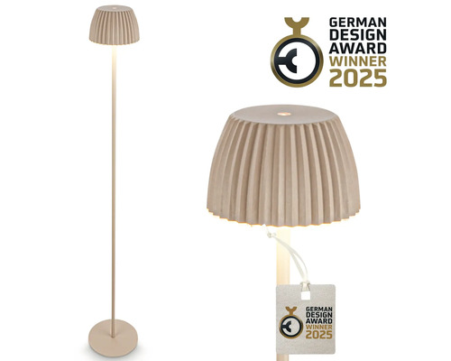 Stehlampe mit Lampenschirm und rundem Fuß
