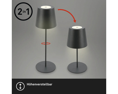 Höhenverstellbare Tischleuchte mit zwei Einstellmöglichkeiten