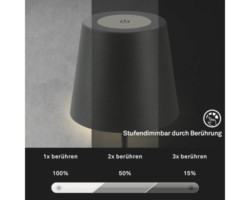 Stufenweise Dimmbarkeit durch Berührung bei einer Tischleuchte