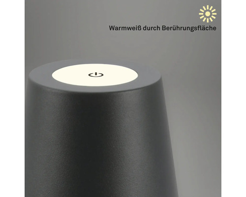 Nahaufnahme einer Leuchte mit Touchfunktion zur Einstellung des warmweißen Lichts