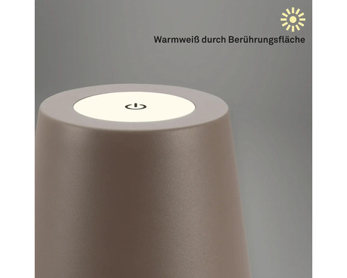 Nahaufnahme einer berührungsempfindlichen Lampe, die warmweißes Licht ausstrahlt