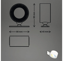 Technische Zeichnung einer Wandleuchte mit den Maßen 95 mm Höhe, 80 mm Breite und 45 mm Tiefe.