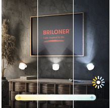 Dekorative Zimmeransicht mit Briloner Leuchten, die verschiedene Farbtemperaturen zeigen.