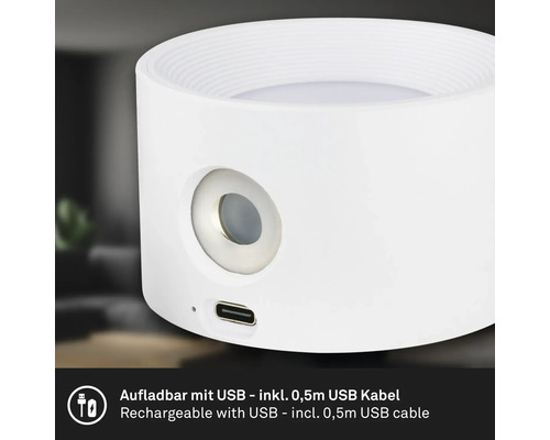Weiße Tischleuchte mit USB-Anschluss