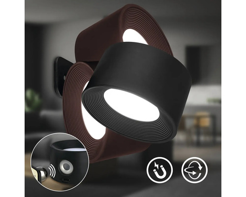 Wandleuchte mit Magnetbefestigung und drehbarem Lampenkopf