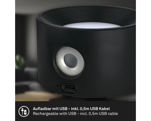 Schwarze Lampe mit USB-Anschluss