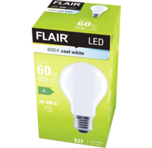 FLAIR LED Lampe A60/E27, 4000 K kaltweiß in Verpackung