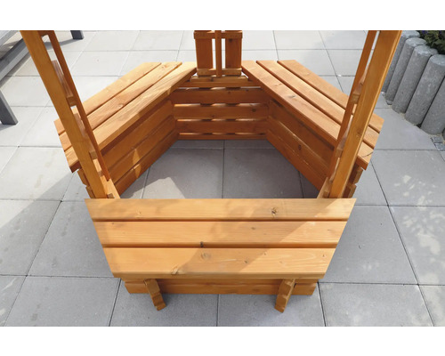 Sechseckige Gartenbank aus Holz