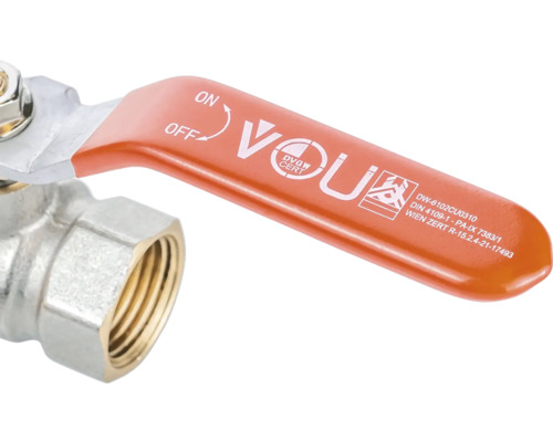 Messing Kugelhahn mit rotem Griff