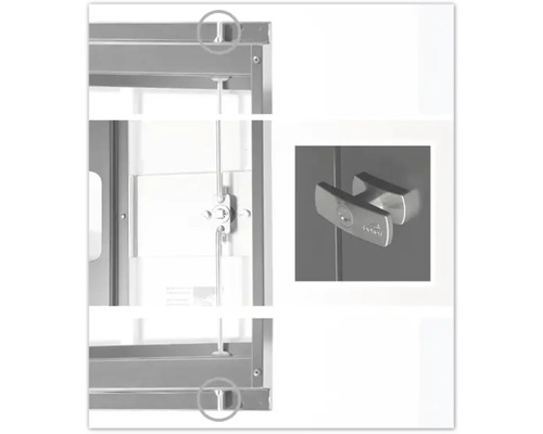 Detailansicht eines Schranks mit Verschlussmechanismus
