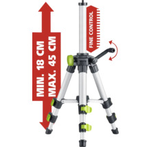 Stativ mit einer minimalen Höhe von 18 Zentimeter und einer maximalen Höhe von 45 Zentimeter
