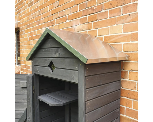 Holz Gartenschrank mit Regalboden und Metalldach