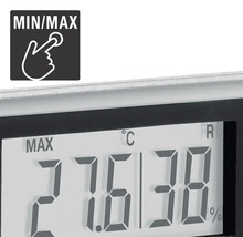 Digitales Thermometer mit Anzeige von Temperatur und Luftfeuchtigkeit sowie Min-Max-Funktion