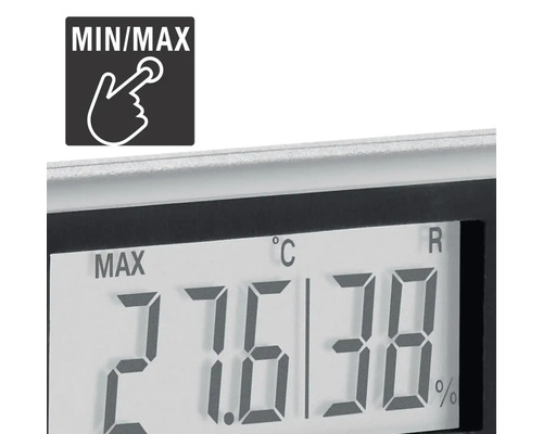 Digitales Thermometer mit Anzeige von Temperatur und Luftfeuchtigkeit sowie Min-Max-Funktion