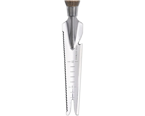 Edelstahl Pflanzkelle mit Tiefenmarkierung und Holzgriff