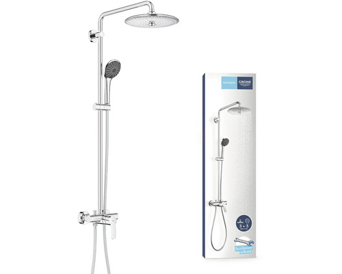 Grohe Duschsystem mit Kopf- und Handbrause sowie Produktverpackung
