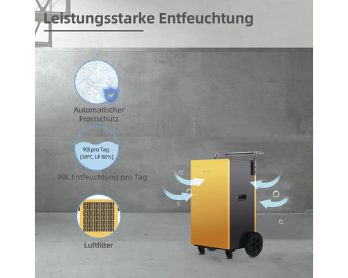 Luftentfeuchter mit automatischer Frostschutzfunktion und Luftfilter