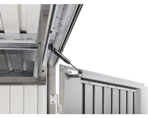 Detailansicht eines Geräteschranks mit Gasdruckfeder