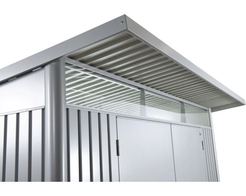 Metallgerätehaus mit Schiebetür und transparentem Oberlicht