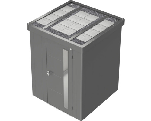 Gartenschrank aus Metall mit Flachdach und Tür