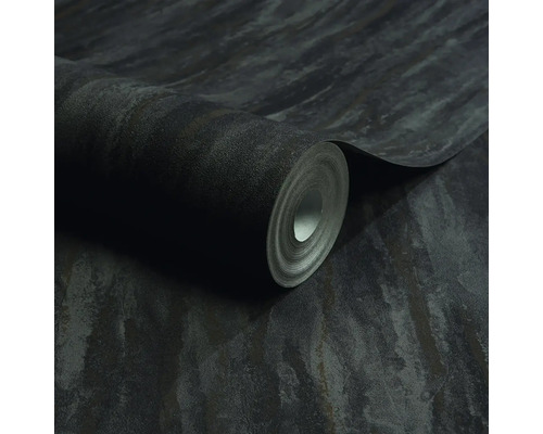 Rolle dunkler Vinyltapete mit Steinoptik