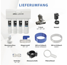 Arka myAqua 1900 Umkehrosmoseanlage Lieferumfang mit Filtern, Schläuchen und Zubehör