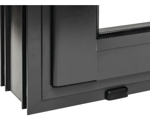 Detailansicht eines grauen Kunststofffensters