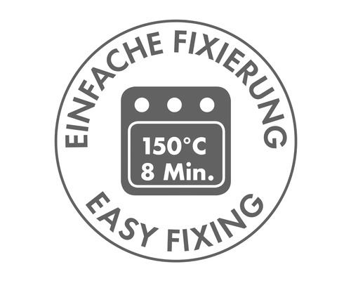 Einfache Fixierung Symbol: 150 Grad Celsius, 8 Minuten
