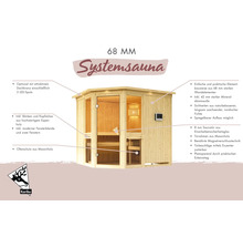 68 Millimeter Systemsauna aus Holz mit Glaselementen