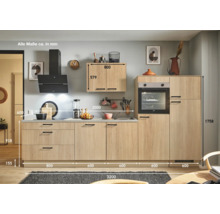 PICCANTE Plus Küchenzeile ohne Geräte Casual 320 cm eiche aviva matt vormontiert Variante rechts 4067368019101