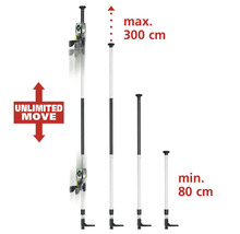 Teleskopstange mit einer minimalen Länge von 80 Zentimeter und einer maximalen Länge von 300 Zentimeter.