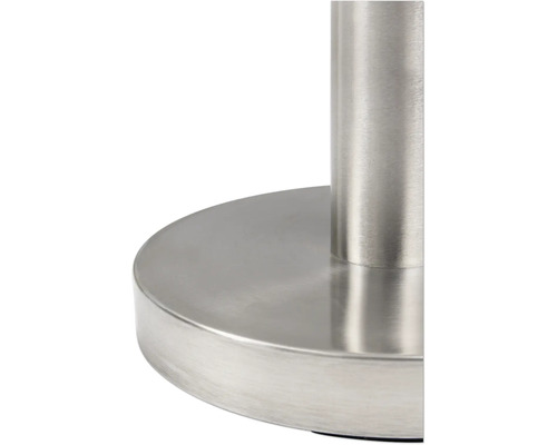 Detailansicht eines Edelstahl-Ständers mit runder Basis