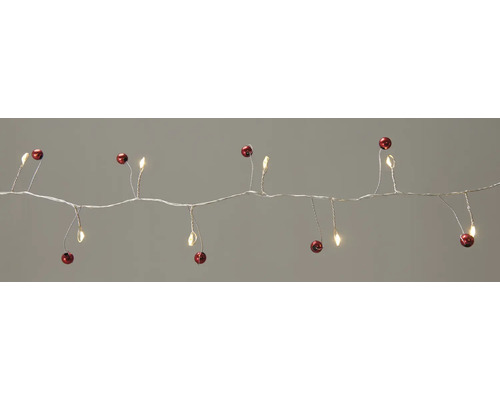 Lichterkette mit roten Kugeln und warmweißen LEDs