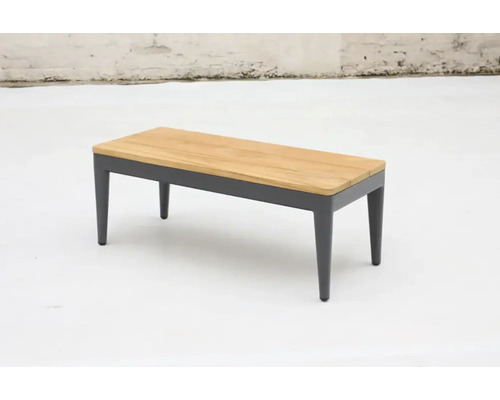 Holzbank mit Metallgestell für den Garten