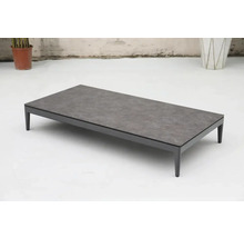 Rechteckiger Couchtisch mit Steinplatte und Metallgestell