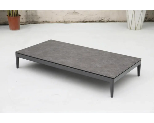 Rechteckiger Couchtisch mit Steinplatte und Metallgestell