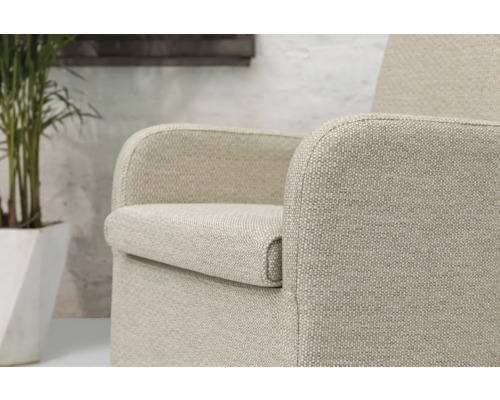 Detailansicht eines Stoffarmlehnstuhls