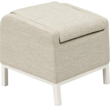 Hocker mit Stoffbezug und Metallbeinen