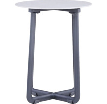 Beistelltisch mit runder Tischplatte und Metallgestell