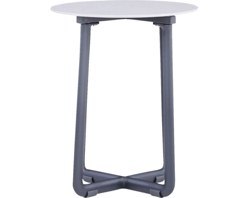 Beistelltisch mit runder Tischplatte und Metallgestell