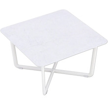 Quadratischer Beistelltisch mit Marmorplatte und Metallgestell