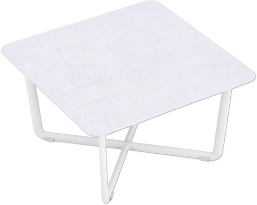 Quadratischer Beistelltisch mit Marmorplatte und Metallgestell