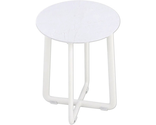 Runder Beistelltisch mit Marmoroptik und Metallgestell