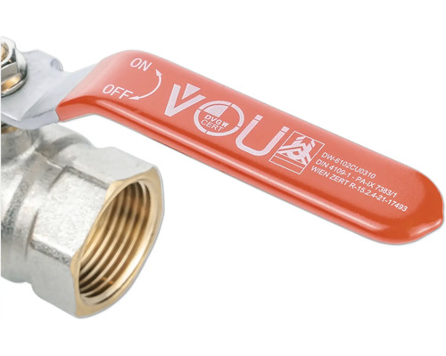 Ventilkugelhahn aus Messing mit rotem Griff