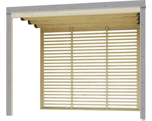 Holzcarport mit Lamellenwand für den Garten