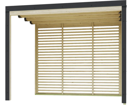 Holzpergola mit Lamellenwand für den Garten